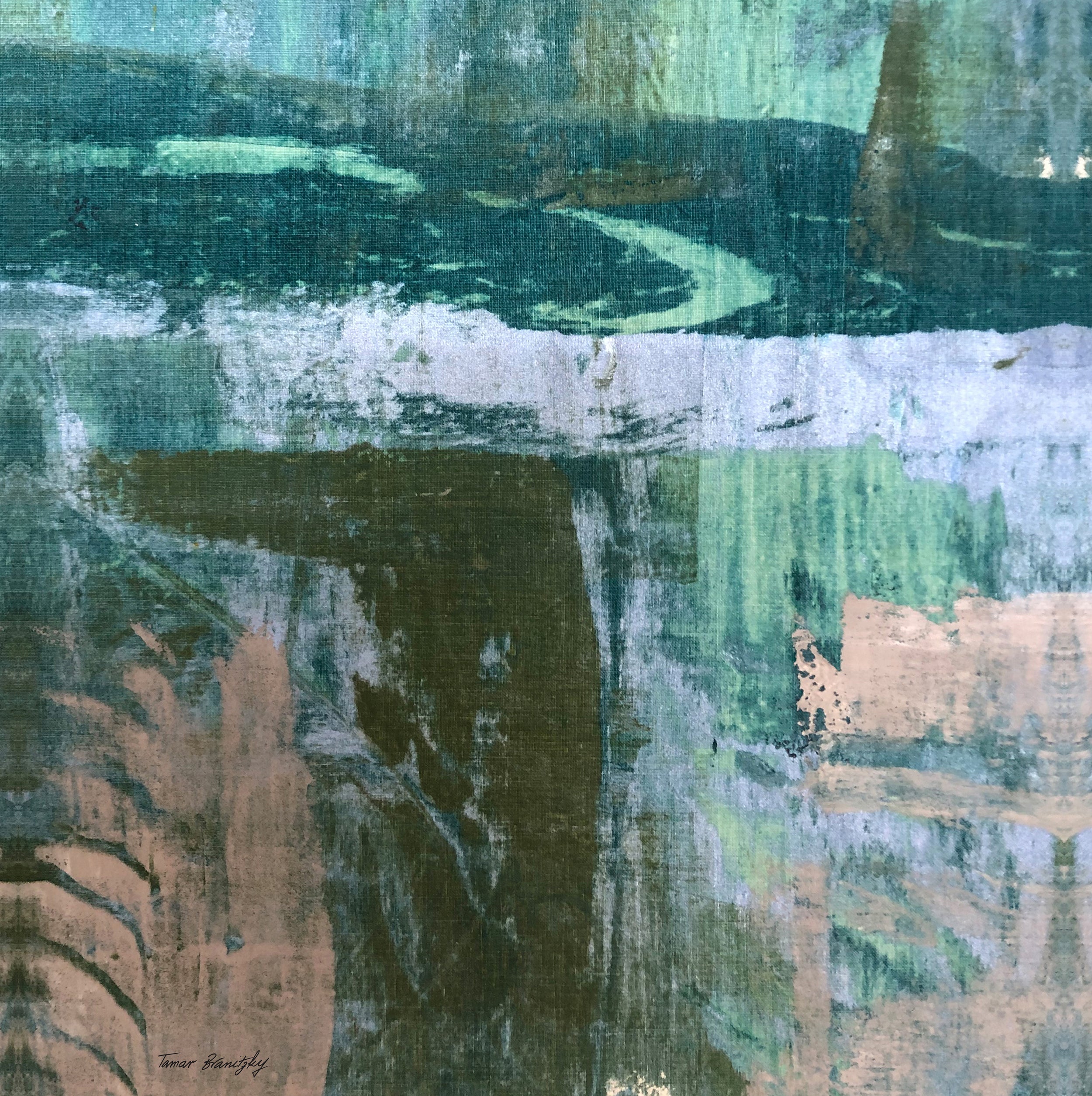 עלים ומים- סט יצירות מרובעות