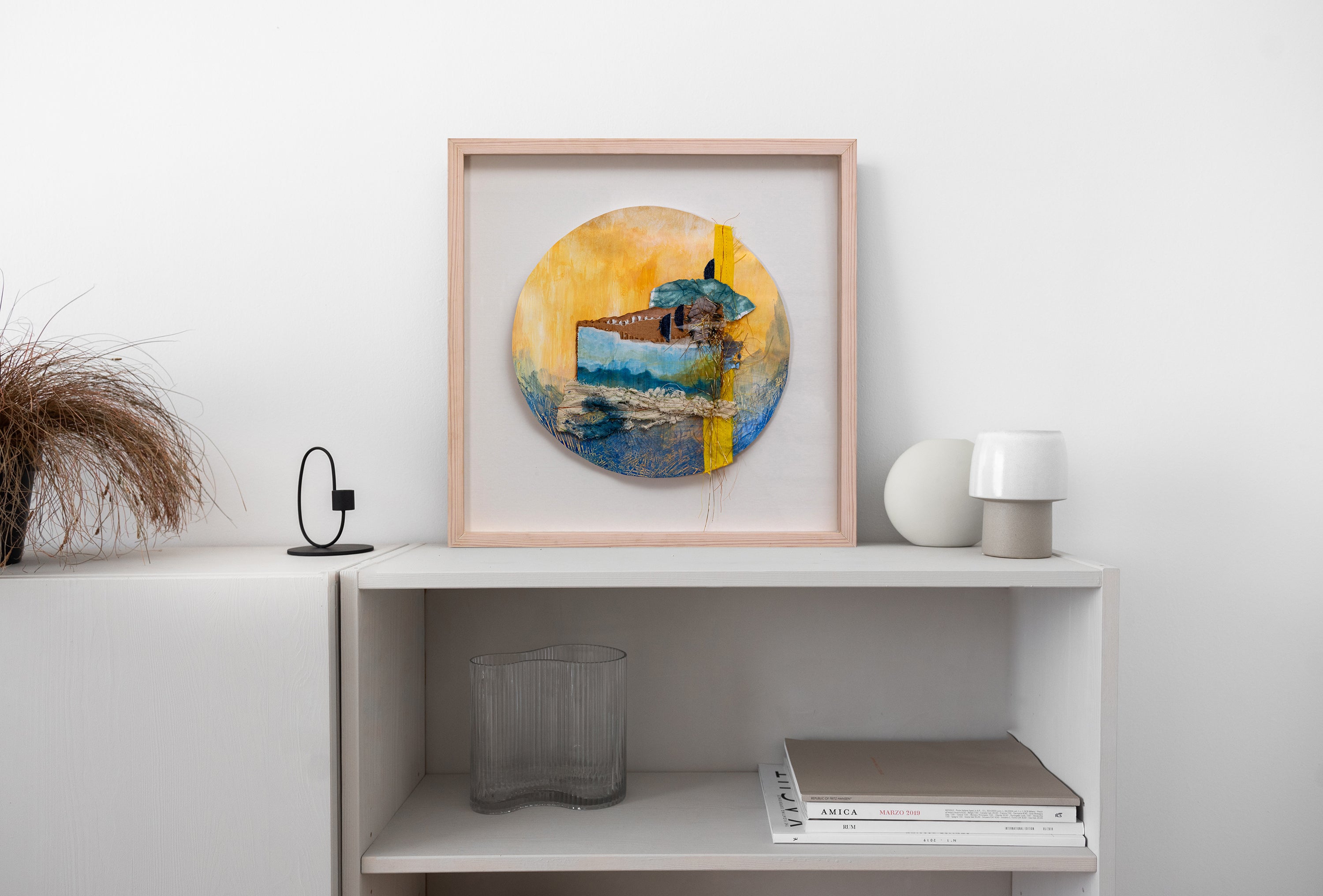 אמנות טקסטיל עגולה_ ענני מדבר