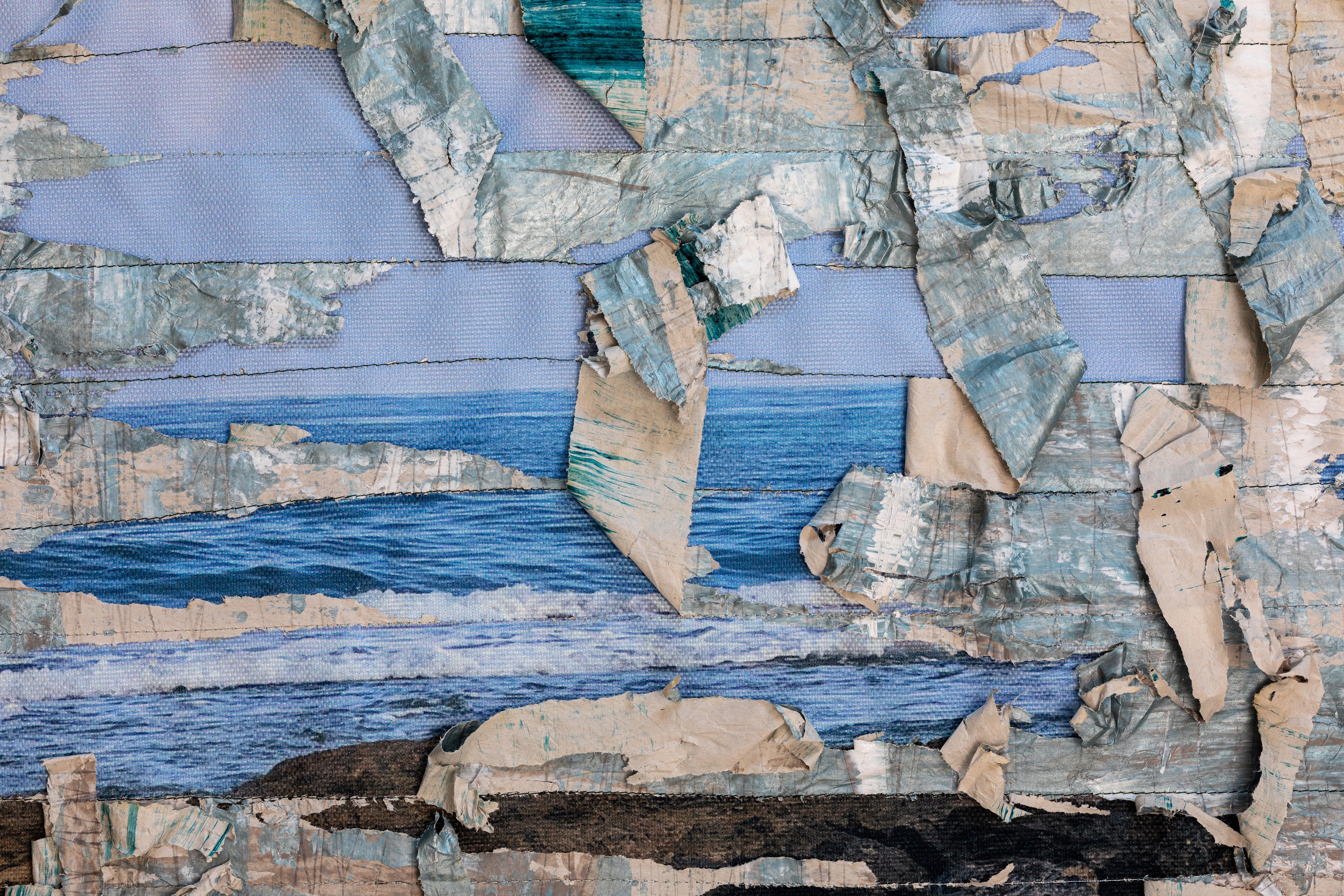 צלילי הים- יצירת אמנות מטקסטיל ונייר