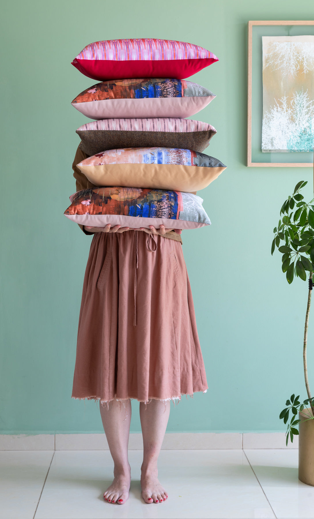 סט כריות צבעוני בעיצוב רישום עיפרון (2 יחידות)