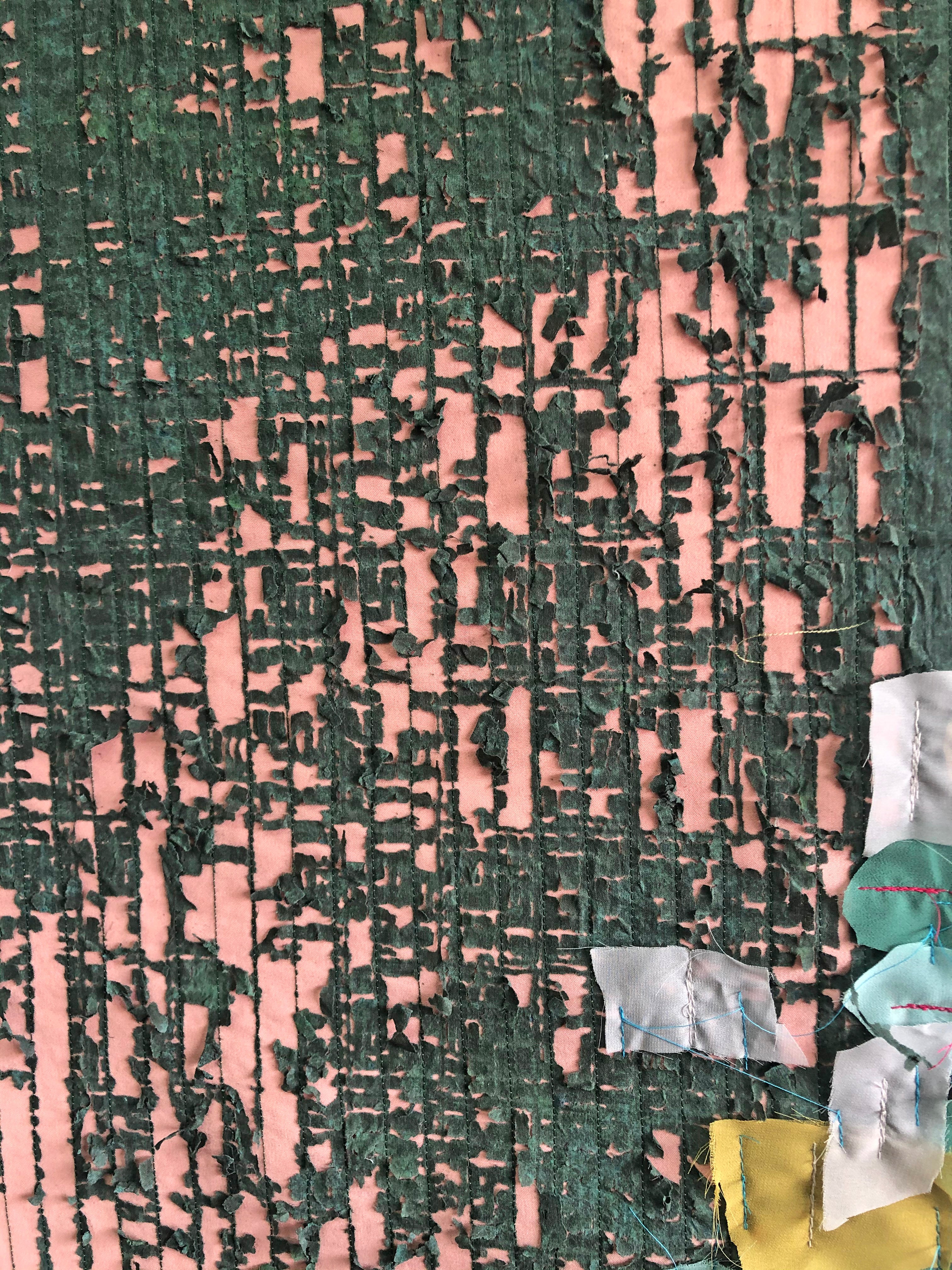 אמנות טקסטורה אבסטרקטית ירוק כהה וורוד