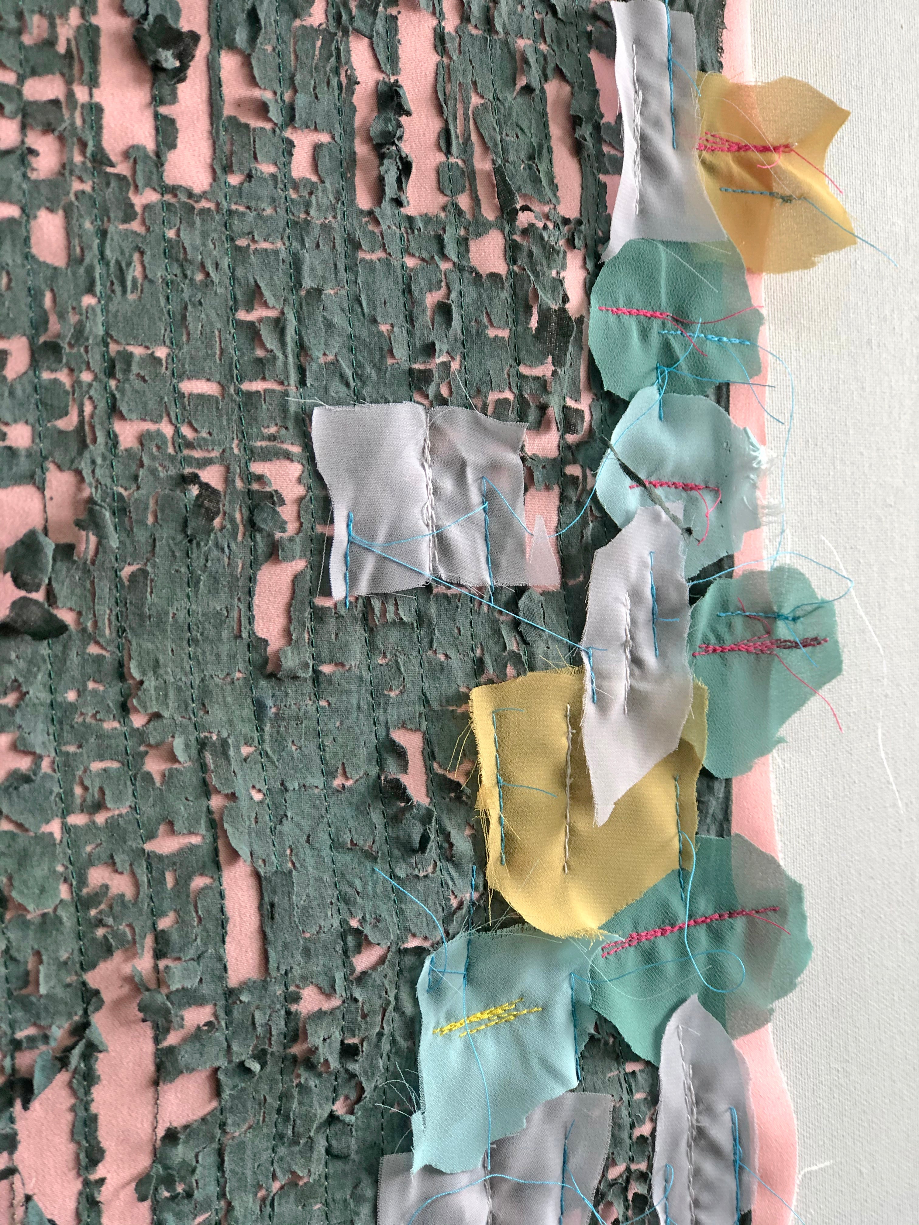 אמנות טקסטורה אבסטרקטית ירוק כהה וורוד