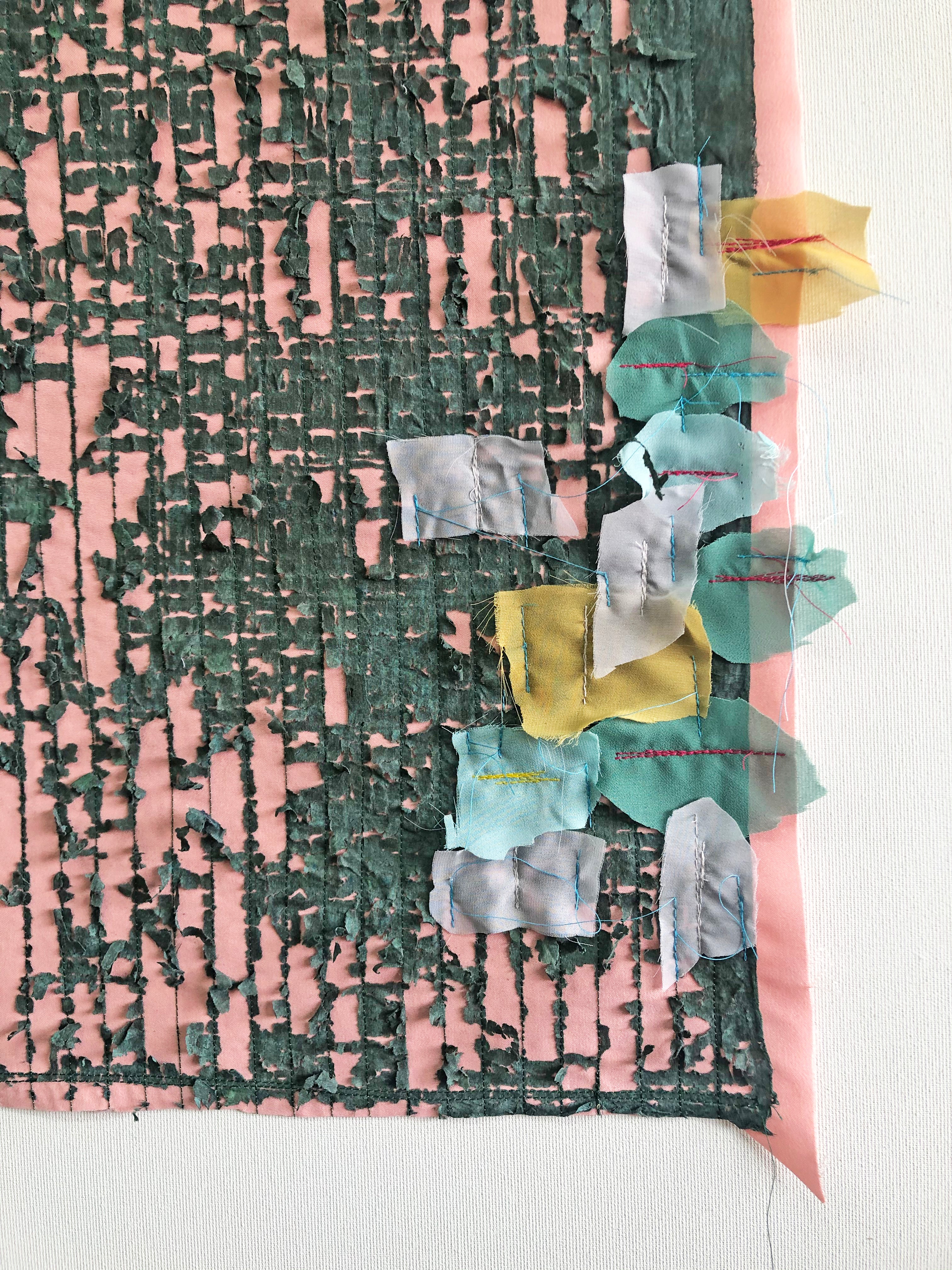 אמנות טקסטורה אבסטרקטית ירוק כהה וורוד