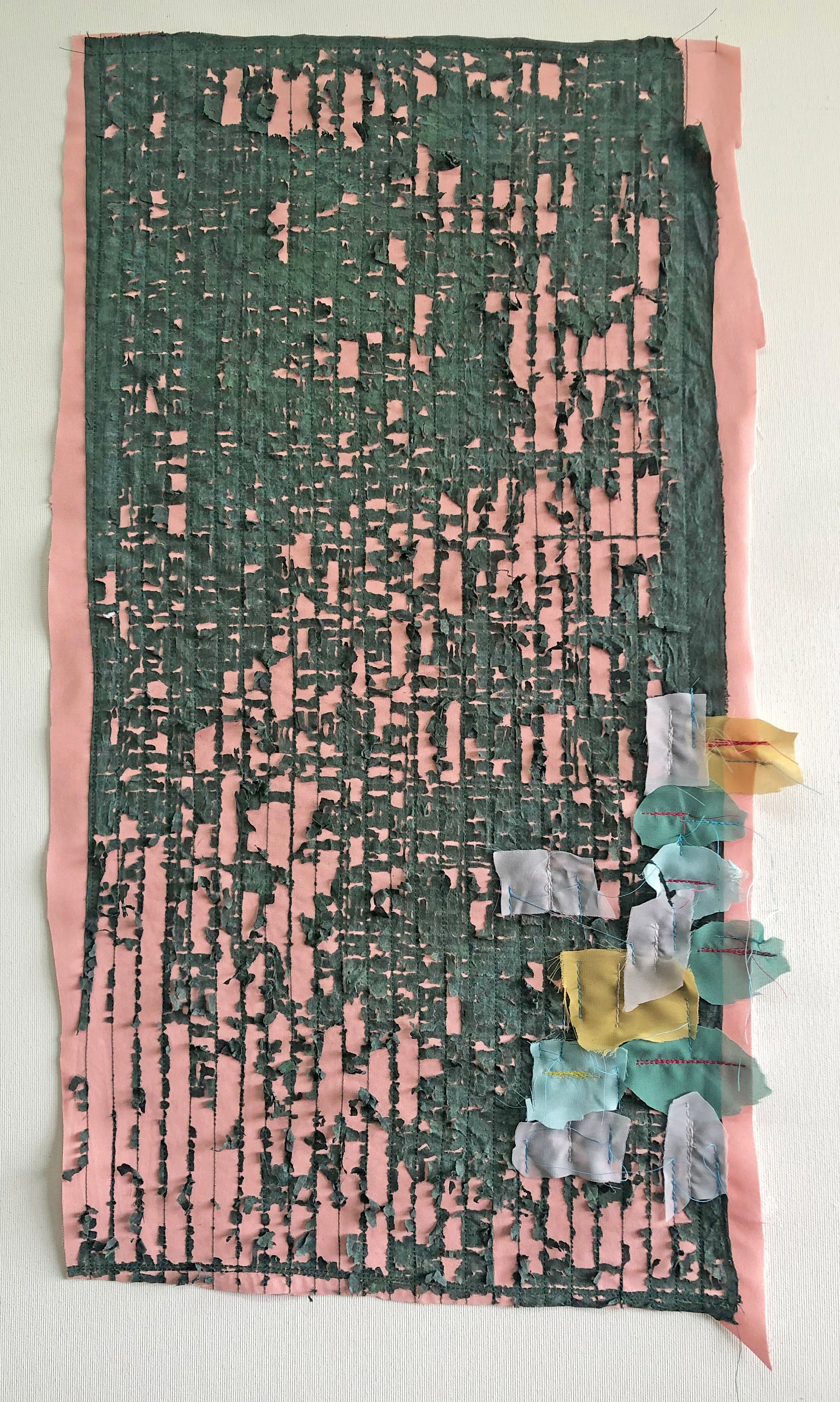 אמנות טקסטורה אבסטרקטית ירוק כהה וורוד