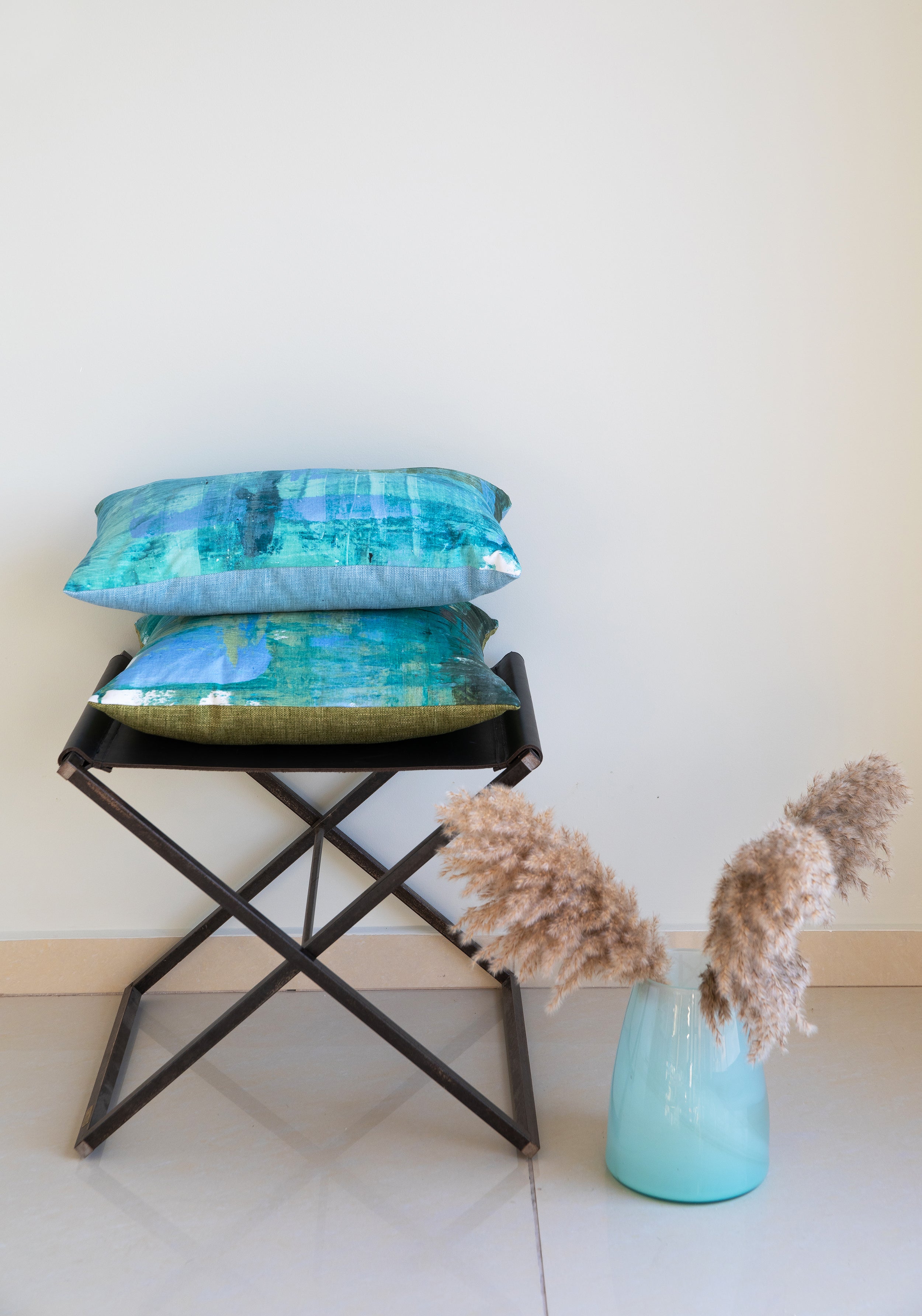 סט כריות צבועות זהב-טורקיז