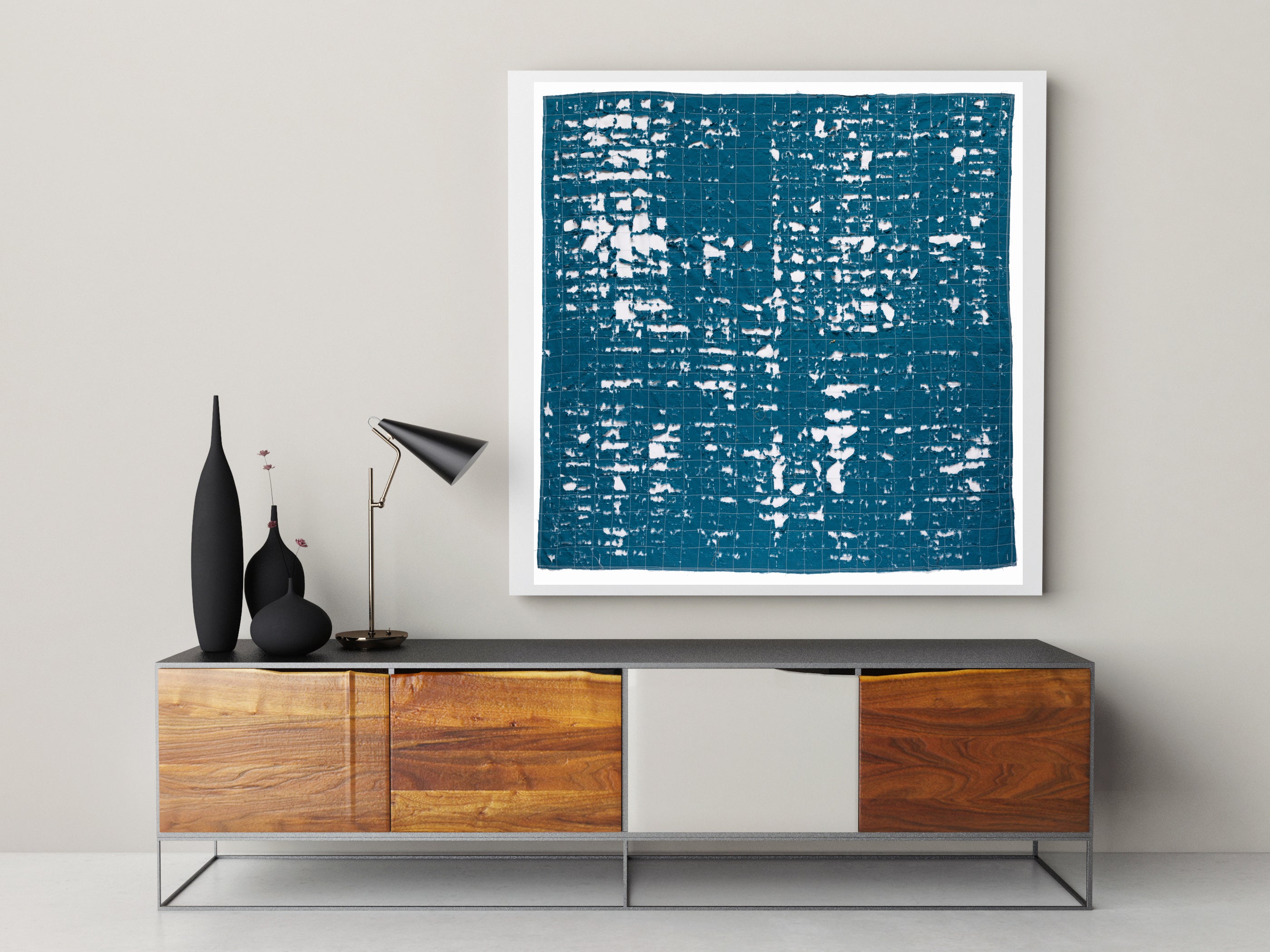 Turquoise Gray wall hanging