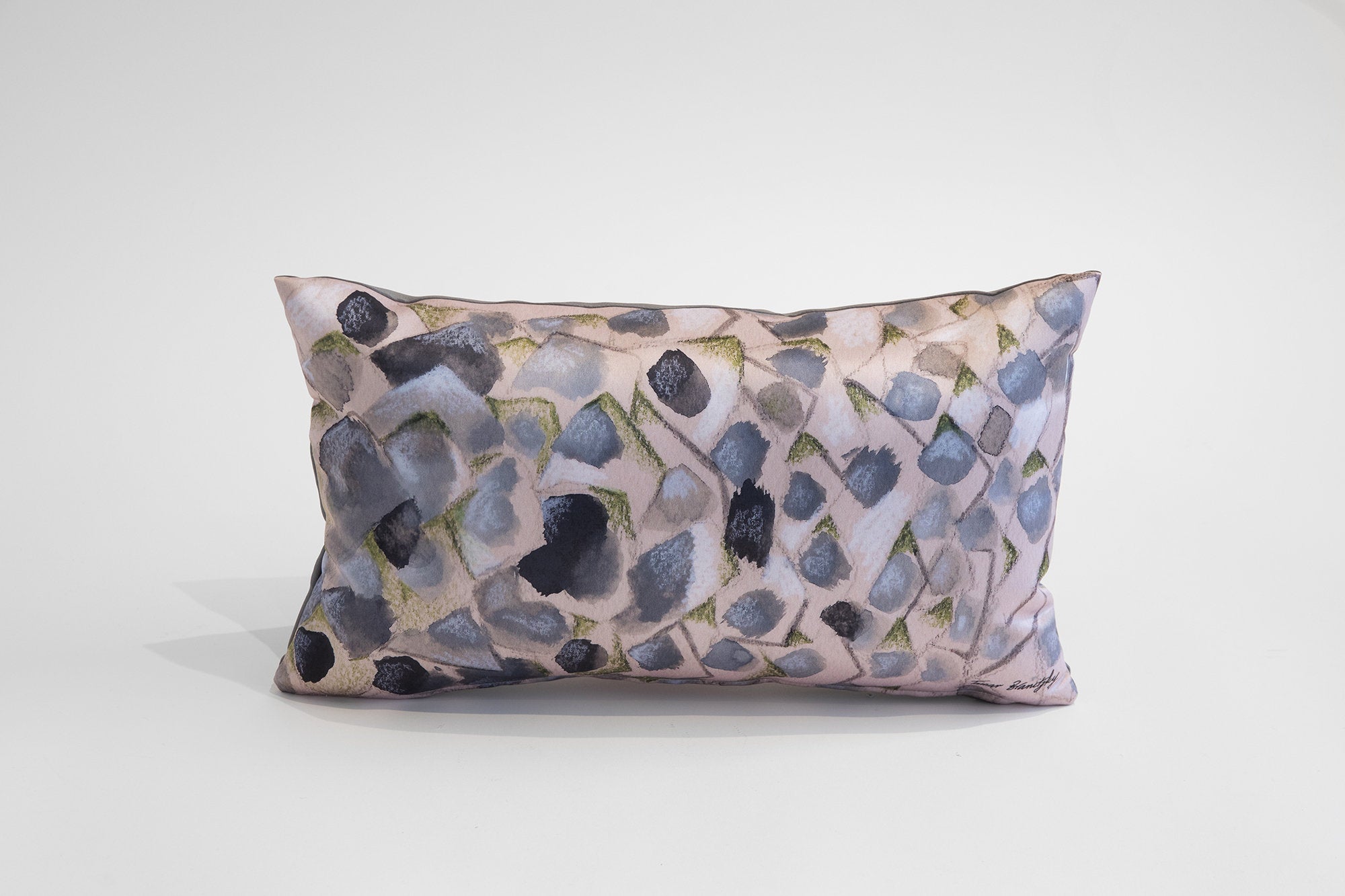 Pink Pillow, Painted pillow, Unique pillow cover, Decorative Cushion, Abstract pillow, Boho style decor, Grey pink, Pastel pillow, Sateen