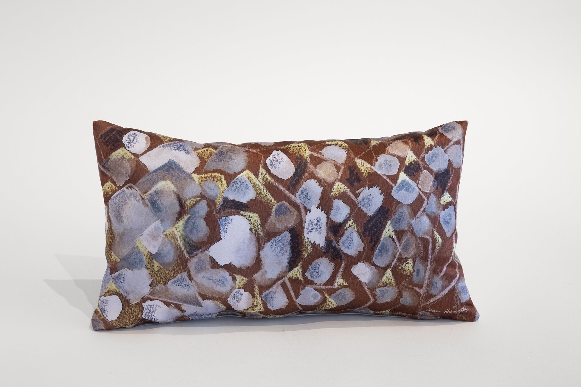 Brown Grey painted pillow