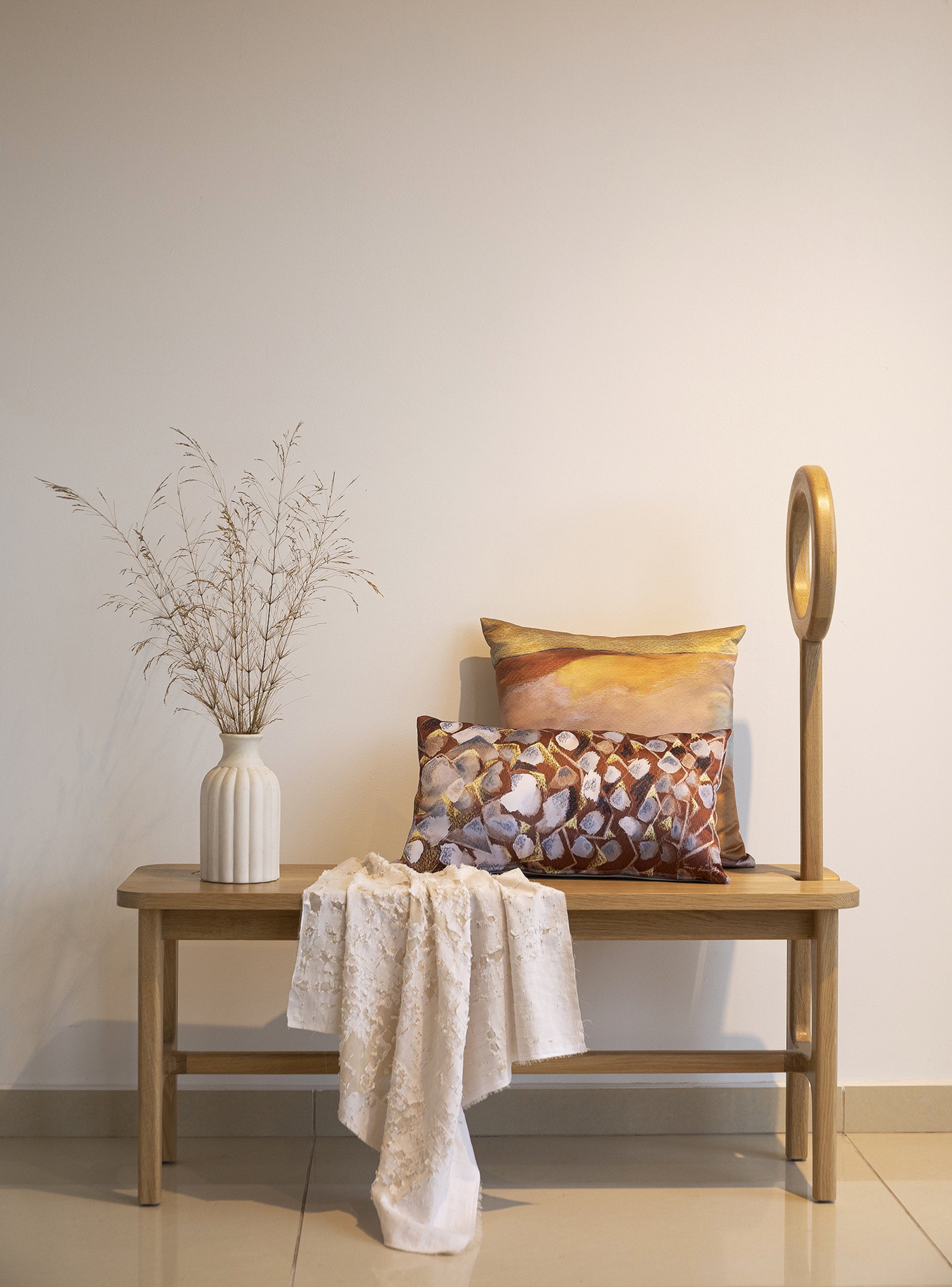 Brown Grey painted pillow