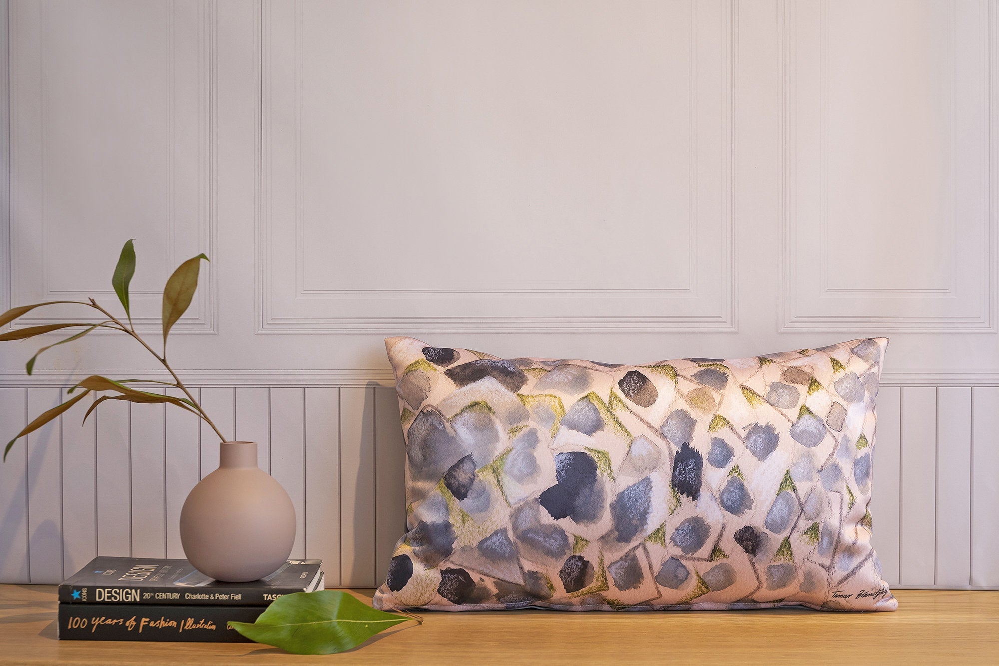 Pink Pillow, Painted pillow, Unique pillow cover, Decorative Cushion, Abstract pillow, Boho style decor, Grey pink, Pastel pillow, Sateen
