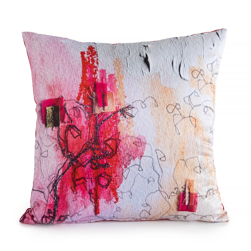 A colorful pencil sketch set of 2 pillows