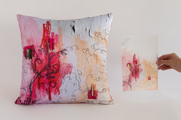 The colorful pencil sketch square pillow