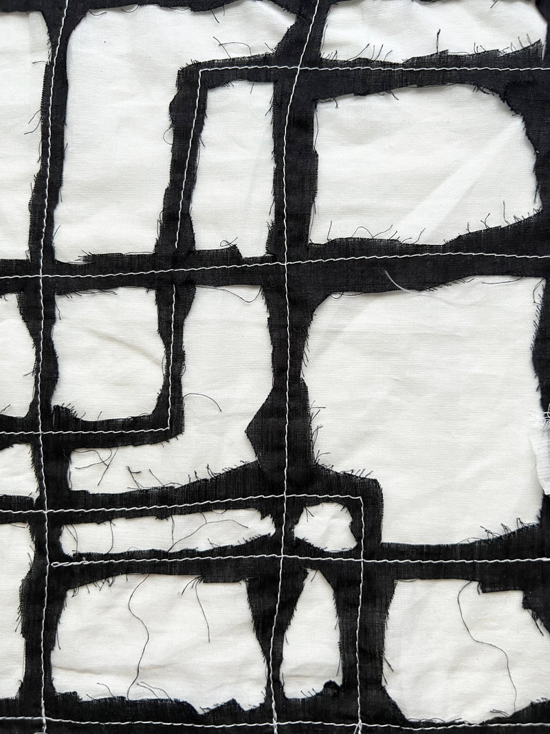 The Maze_ Black & White textile art