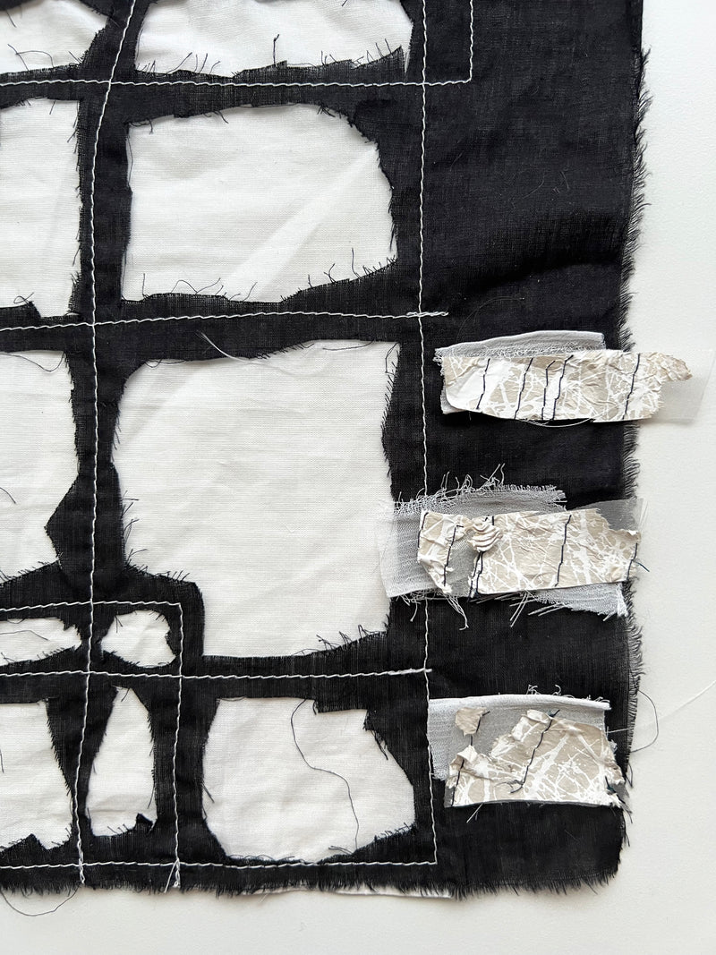 The Maze_ Black & White textile art