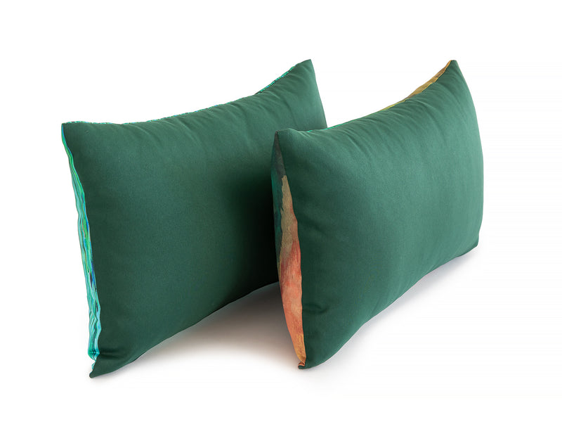 Dark green painted tree set of 2 pillows
