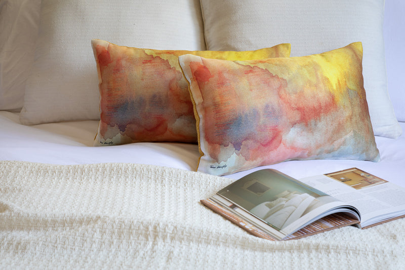 The yellow bright sun set of 2 pillows