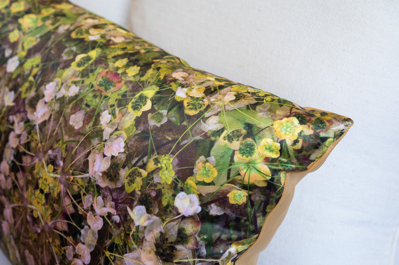 Floral Extra Long brown yellow pillow