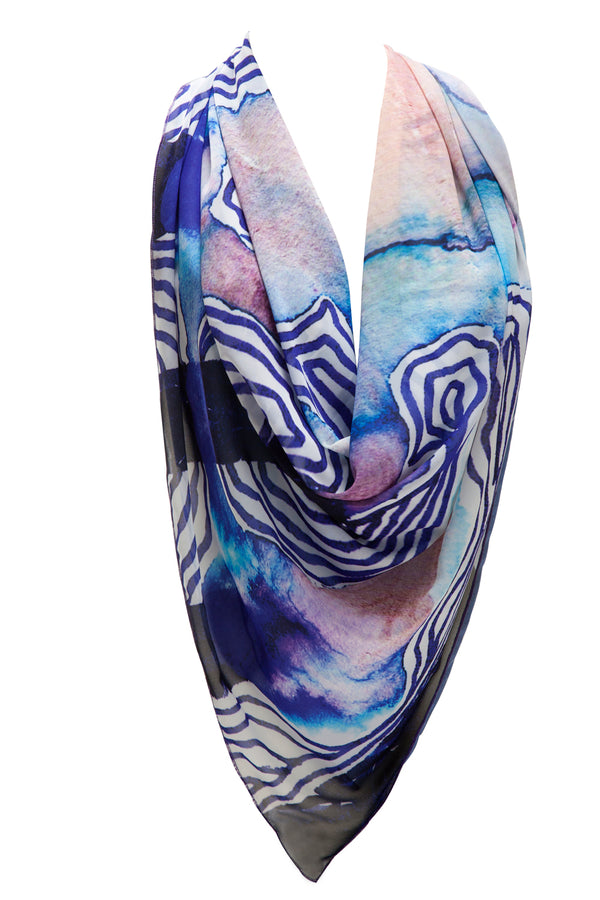 Watercolor blue abstract scarf