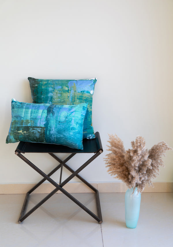 Painted Gold Teal- 2 pillows set